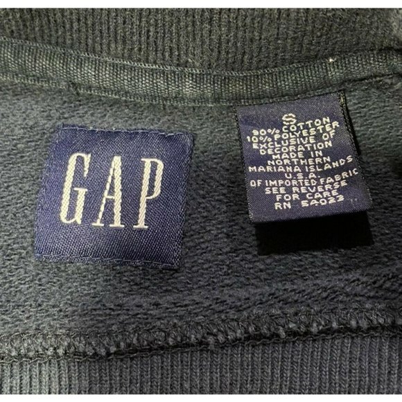 VTG 90s Gap Original Navy Blue Embroidered￼ Spell Out Crewneck Sweatshirt Small - Picture 6 of 6